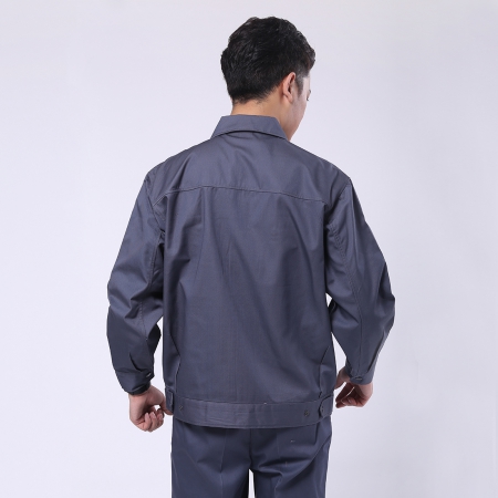 深灰配淺灰滌棉紗卡汽修工作服采購AC077-QX