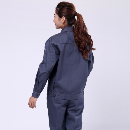 深灰配淺灰滌棉紗卡汽修工作服采購AC077-QX