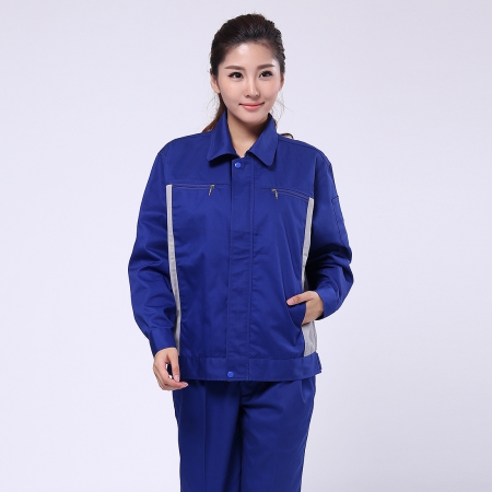 艷藍配淺灰春秋工作服AC081-CQ