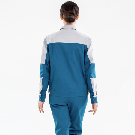 湖藍色拼淺灰秋季工作服AC20-2