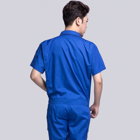 夏季艷藍色夏季工作服款式